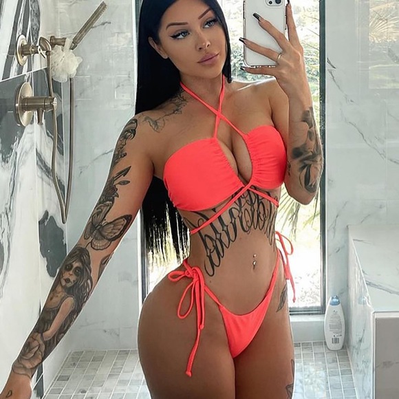 NWT neon pink/orange fashion nova wrap bikini - Picture 2 of 5